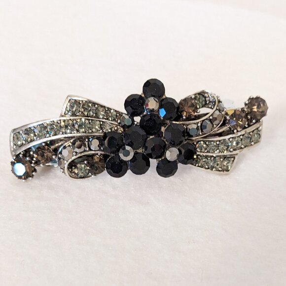 Rhinestone Silver Metal Hair Clip - Picture 1 of 6